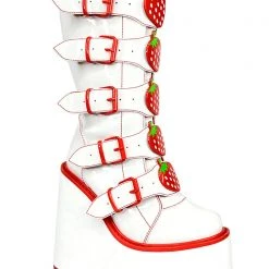 Y.R.U. Shoes Dune Strawberry Platform Boots In White/Red 11 Y.R.U. Shoes Dune Strawberry Platform Boots In White/Red
