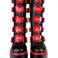 Y.R.U. New Dune Valentine Platform Boots In Black Red 12 Y.R.U. New Dune Valentine Platform Boots In Black Red