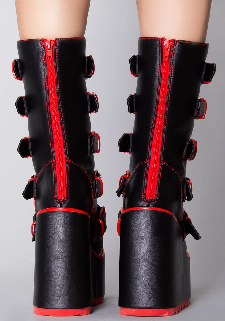 Y.R.U. New Dune Valentine Platform Boots In Black Red 5 Y.R.U. New Dune Valentine Platform Boots In Black Red