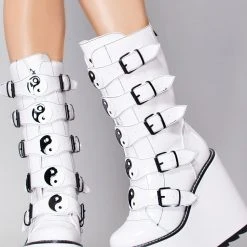 Y.R.U. Dune Yin Yang Platform Boots In White Tea Room Cinema