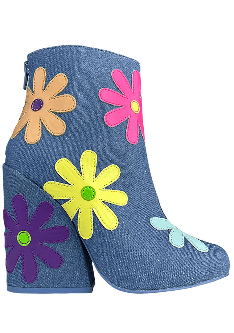 Y.R.U. New Jem Daisies Ankle Boots In Denim 3 Y.R.U. New Jem Daisies Ankle Boots In Denim