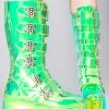 Y.R.U. Mad World Karma Hi Weed Platform Boots In Green Atlantis