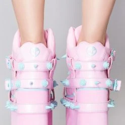 Y.R.U. Shoes QOZMO Bondage Rose Platform Sneakers In Pink Blue