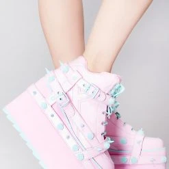 Y.R.U. Shoes QOZMO Bondage Rose Platform Sneakers In Pink Blue