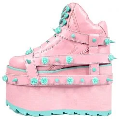 Y.R.U. Shoes QOZMO Bondage Rose Platform Sneakers In Pink Blue