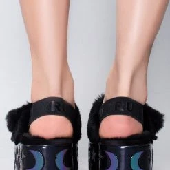 Y.R.U. Qozii Luna Reflective Platform Slides Shoes 10 Y.R.U. Qozii Luna Reflective Platform Slides Shoes