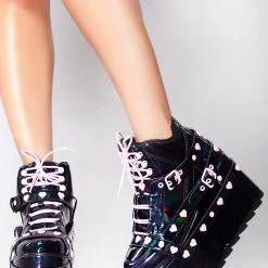 Y.R.U. New Qozmo Bondage Heart In Black Hologram/Pink