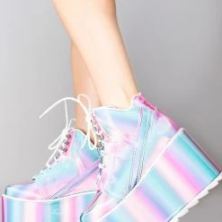 Y.R.U. Mad World Qozmo Platform Sneakers In Prizmatiq Pastel