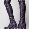 Y.R.U. X Care Bears Labyrinth Platform Thigh High Boots In Cosmic Black New