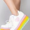 Y.R.U. Mad World X Care Bears Lala Platform Sneakers In White Pastel