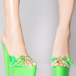 XTRA X Hustler Sugar Weed Platform Heels In Green Atlantis World Tour