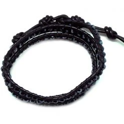LA Style Rush Single Multi Beaded Wrap Bracelet In Black