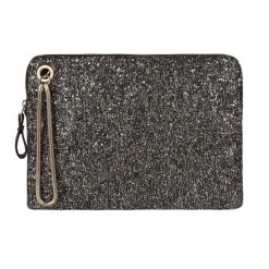 Melie Bianco Bags Monroe Glitter Clutch Crossbody Purse In Black